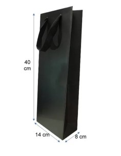 Bolsa De Papel Lujo “14X40X8” Negra (1 Botella)