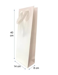 Bolsa De Papel Lujo “14X40X8” Blanca (1 Botella)