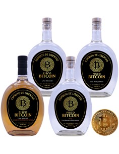 Pack Familia Pisco Bitcoin 40° 750cc + Moneda Bitcoin de...